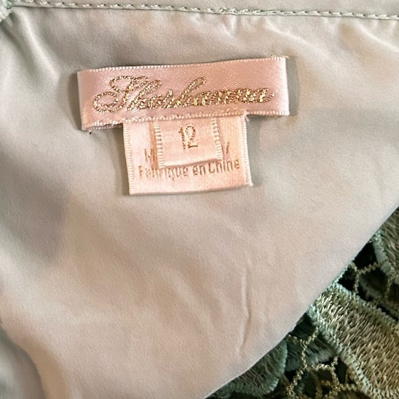 Shoshanna Layne Lace Puff-Sleeve Mini dress Green Light Blue Sz 12 - Picture 14 of 16